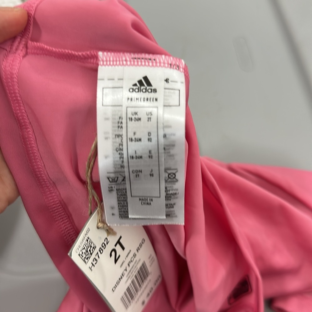 0441 NWT Disney Little Mermaid adidas Kids Pink Swim Rashguard - Picture 8 of 8
